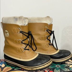 Sorel Tan and Black Winter Boots